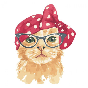 Картина за номерами 30х40 №SV-0004 Рудий котик в окулярах