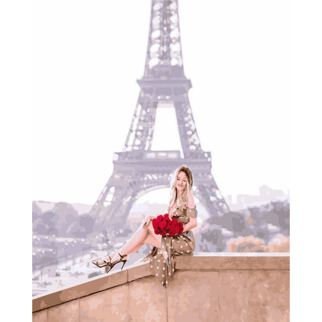 Картина по номерам 40х50 Розы на фоне Парижа GX27970