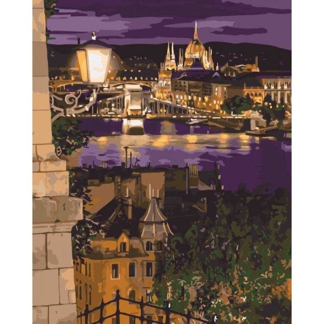 Картина по номерах 40х50 Ідейка Міський пейзаж Магічні барви Будапешту KHO3534