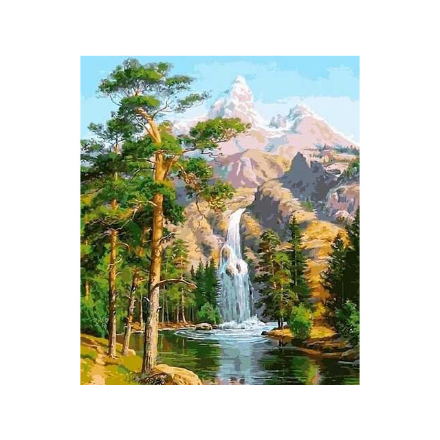 Алмазна картина 30х40 №НХ019 Водопад в горах, в коробці