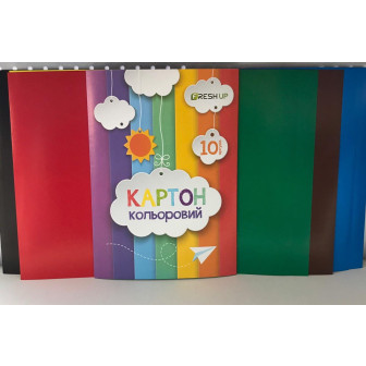 Картон цветной А4 10 л. (6 цветов) FRESH FR-0010-6