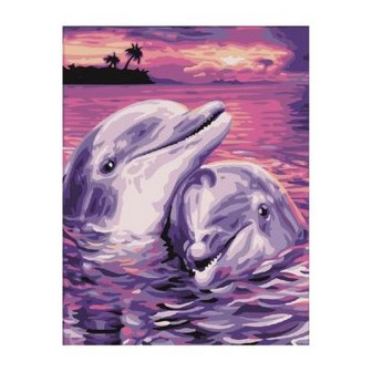 Картина по номерам 40х50 Brushme Дельфинья пара GX7660